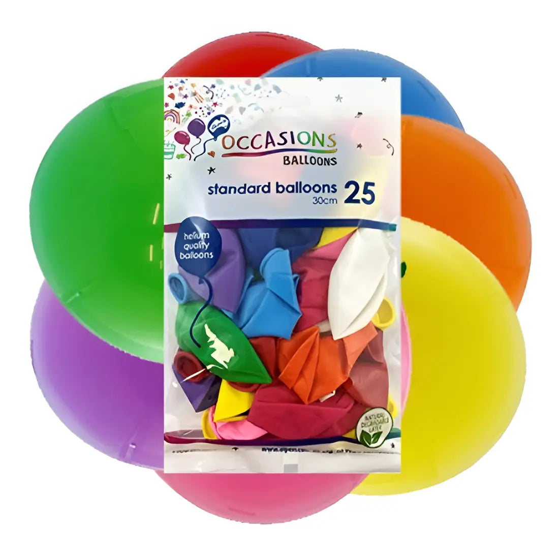 Standard Multi-colour Latex Balloons 30cm (12") 25pk