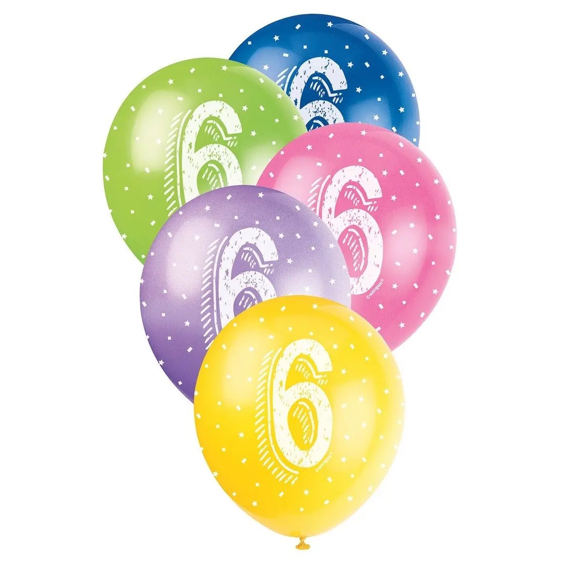 6th Birthday Pearl Latex Balloons 30cm (12") 5pk Assorted Colours - Party Owls