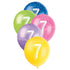 7th Birthday Pearl Latex Balloons 30cm (12") 5pk Assorted Colours - Party Owls