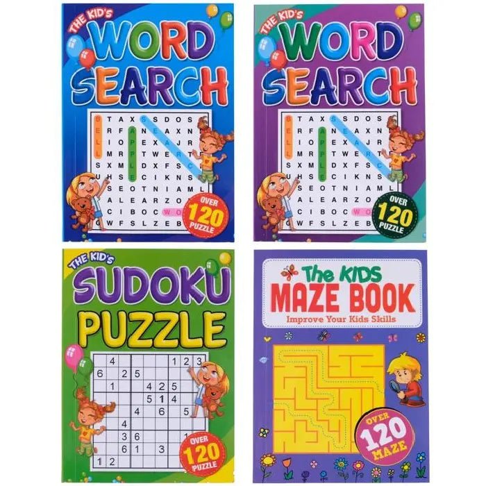 Activity Books 4pk Sudoku Puzzles Word Search Maze - Party Owls