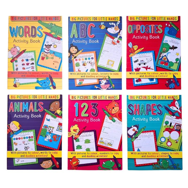 Activity Books 6pk 32 - Page Words Letters Opposites Animals Numbers Shapes - Party Owls