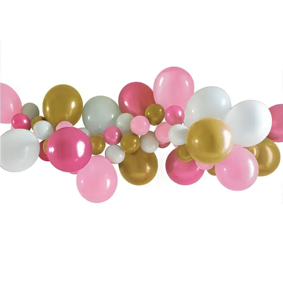 Balloon Garland Arch Kit 40pcs Pink White Chrome - Party Owls