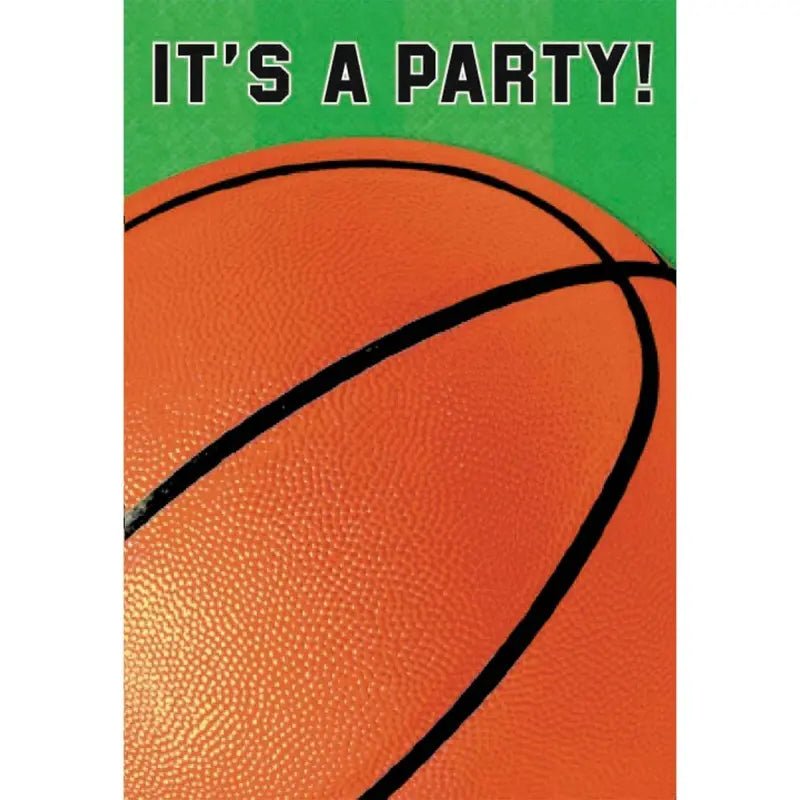 Basketball Fan Folded Party Invitations 8pk - Party Owls