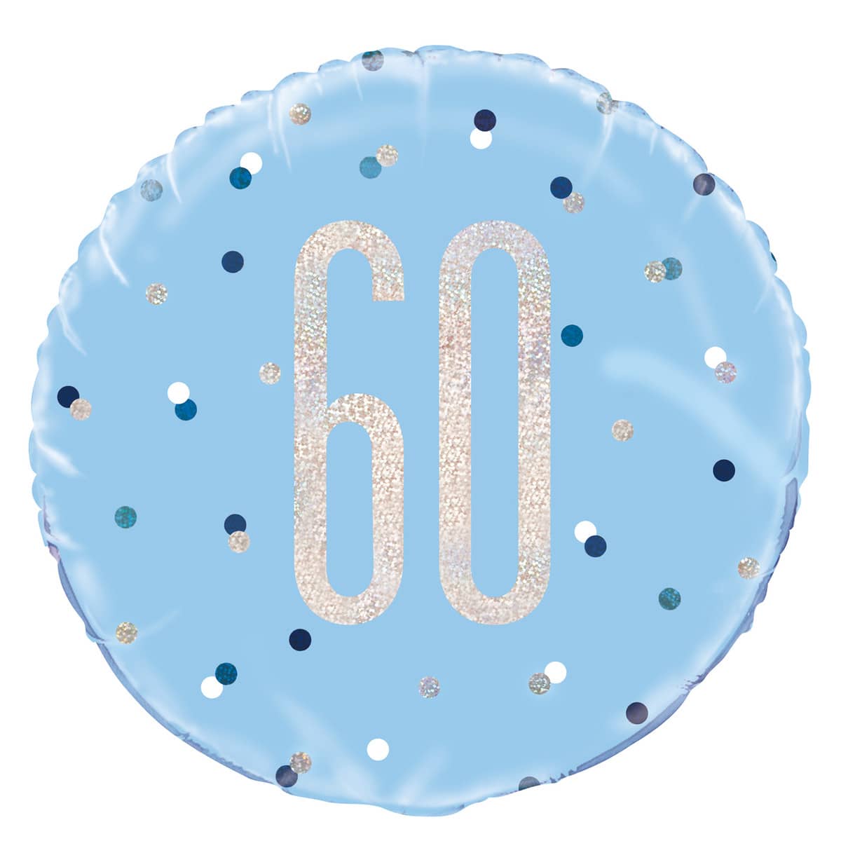 Blue 60th Birthday Foil Prismatic Balloon 45cm (18") - Party Owls