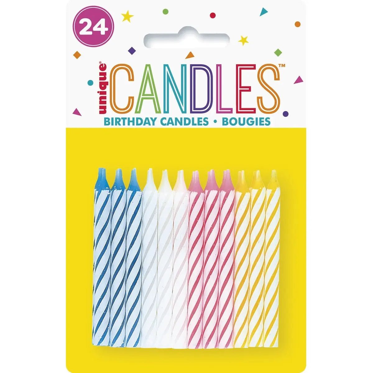 Candy Spiral Birthday Candles 24pk Multi - colour - Party Owls