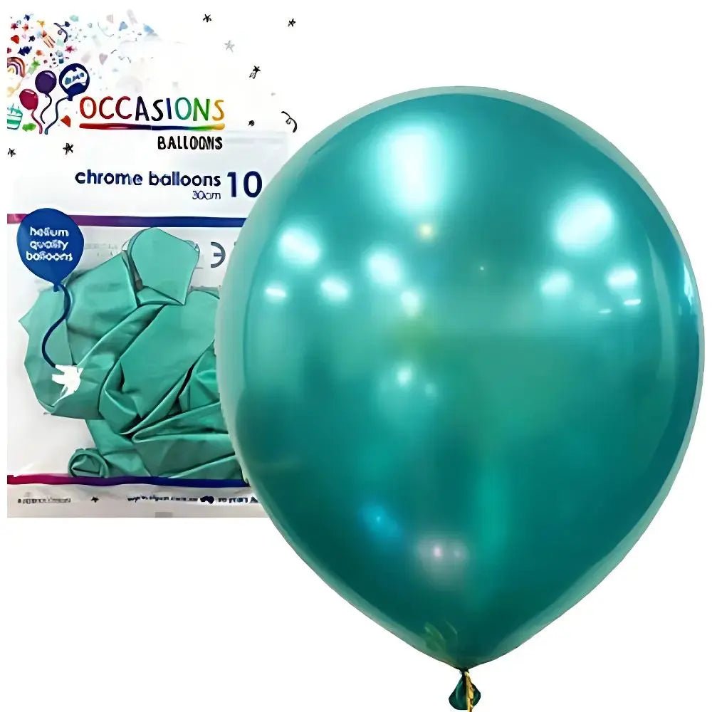 Chrome Green Latex Balloons 30cm (12") 10pk - Party Owls