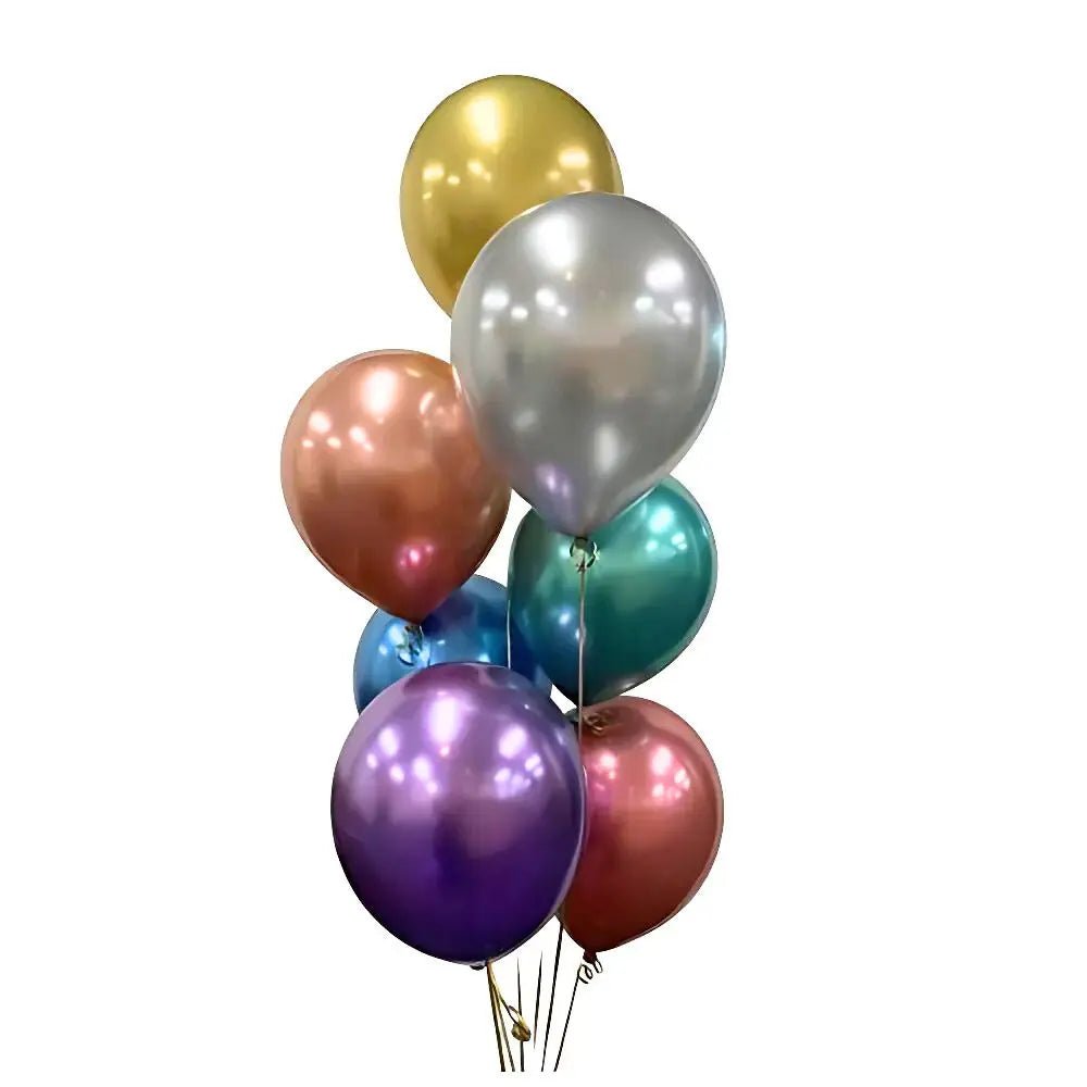 Chrome Multi - colour Latex Balloons 30cm (12") 10pk - Party Owls