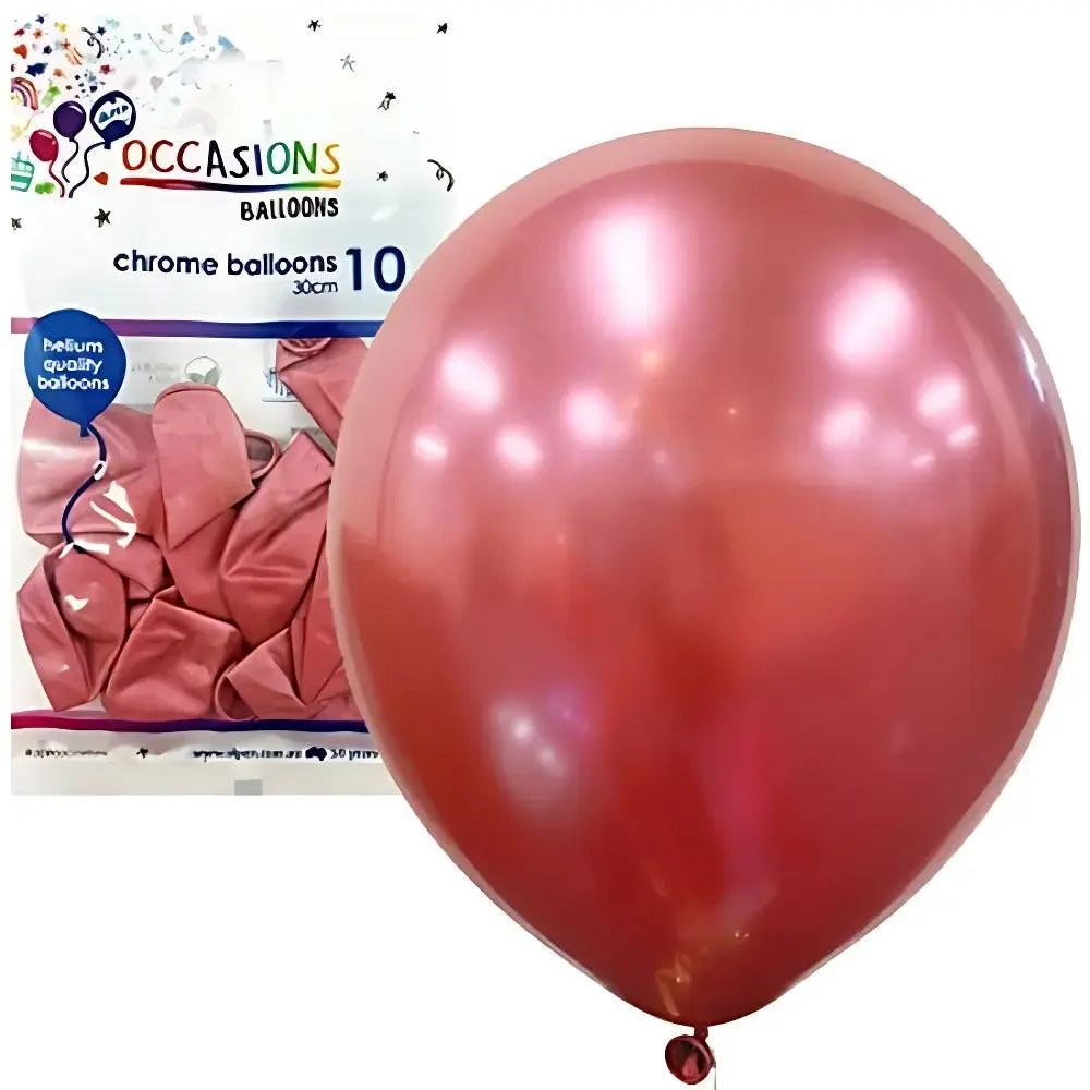 Chrome Pink Latex Balloons 30cm (12") 10pk - Party Owls