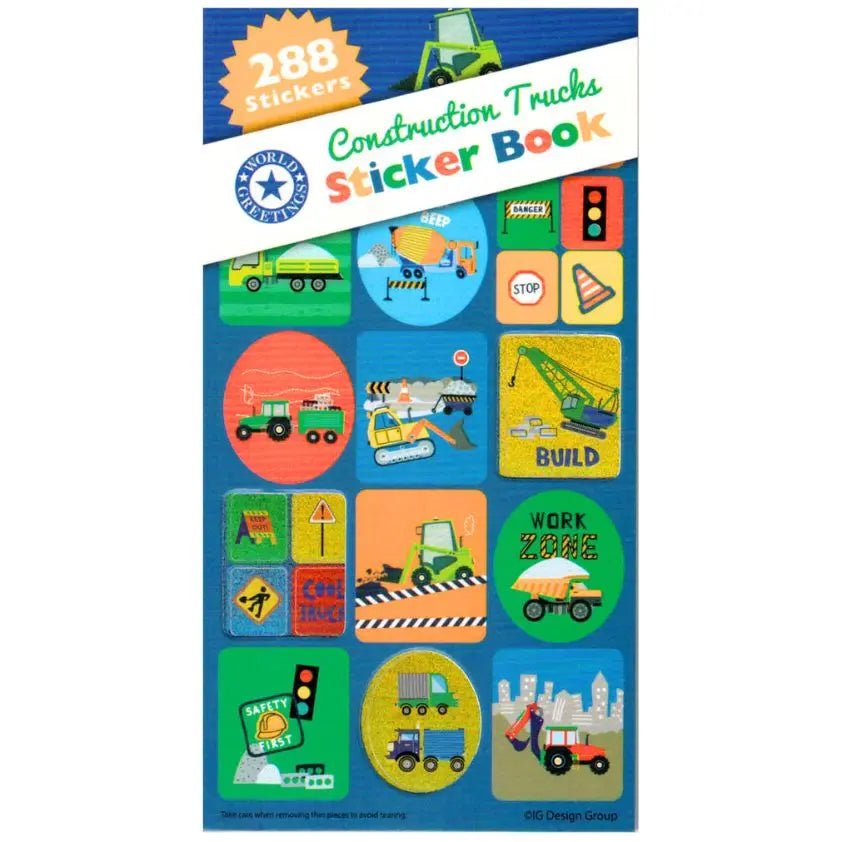 Construction Trucks Sticker Book 288pk (12 Sheets) - Party Owls