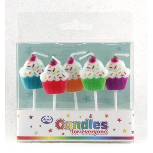 Cup Cakes Small Pick Candles 5pk - Party Owls