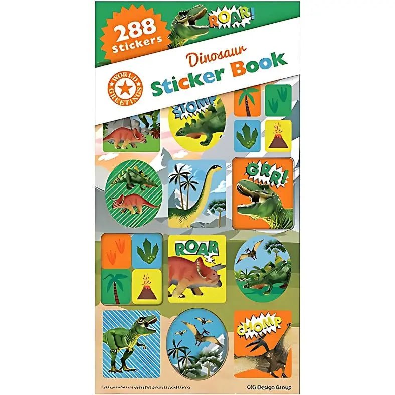 Dino Dinosaurs Sticker Book 288pk (12 Sheets) - Party Owls