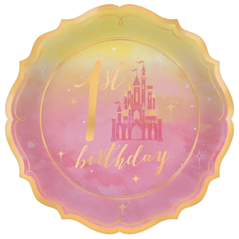 Disney Princess 1st Birthday Paper Plates 17cm (7") 8pk - Party Owls