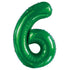 Emerald Green "6" Giant Numeral Foil Balloon 86CM (34") - Party Owls