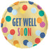 Get Well Soon Foil Balloon 45cm (18") Gold With Coloured Spots - Party Owls