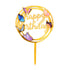 Gold Happy Birthday Round Cake Topper - Butterflies - Party Owls