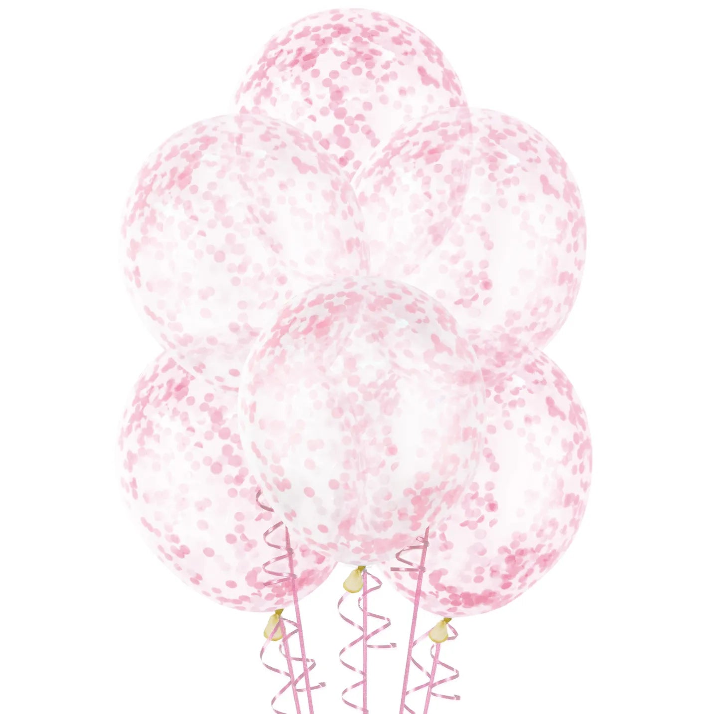 Light Pink Confetti Latex Balloons 30cm (12") 6pk Pre - filled - Party Owls