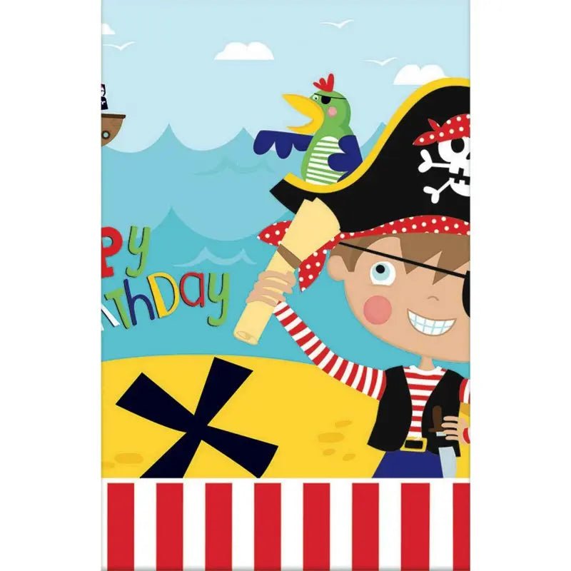 Little Pirate Plastic Table Cover Tablecloth 1.37m x 2.43m - Party Owls