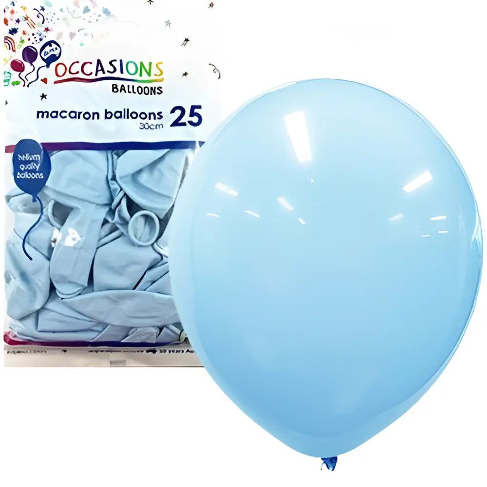 Macaron Light Blue Latex Balloons 30cm (12") 25pk - Party Owls