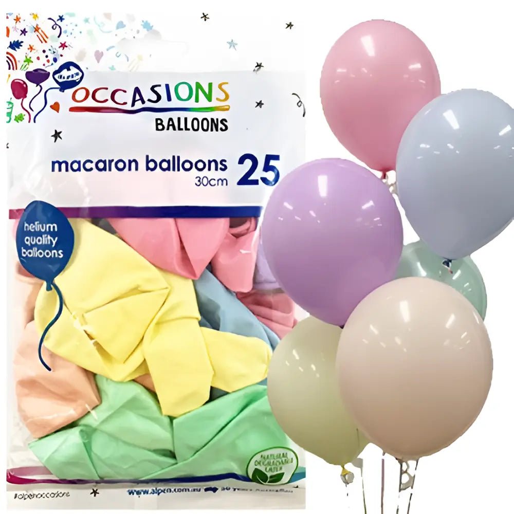 Macaron Multi - colour Latex Balloons 30cm (12") 25pk - Party Owls