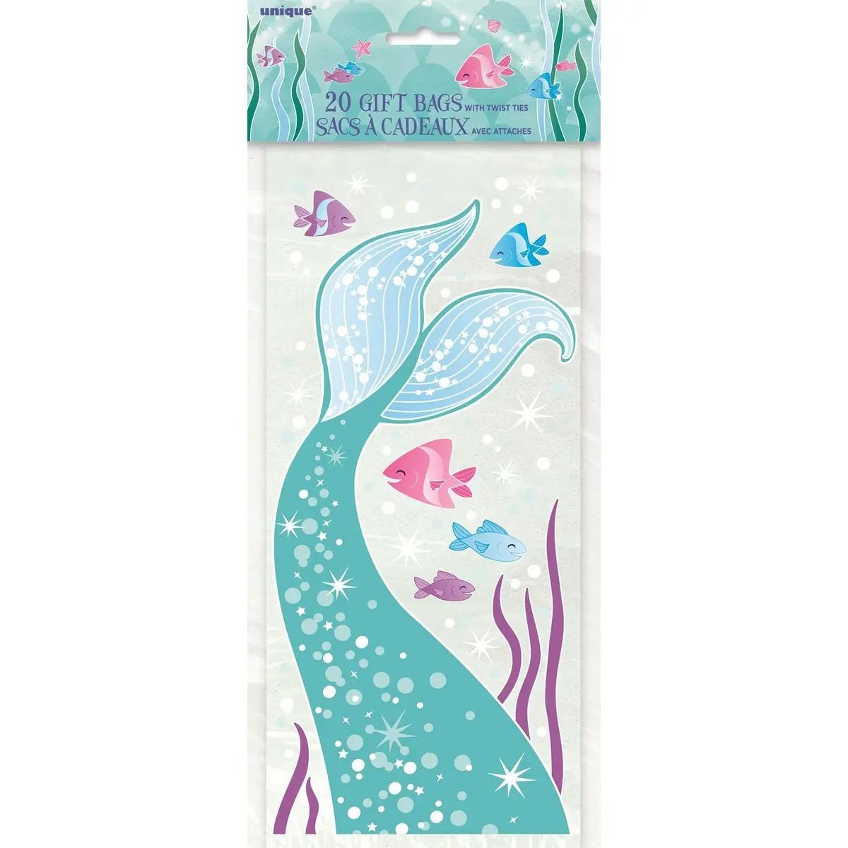 Mermaid Cello Bags 20pk 28cm x 13cm (11" x 5") - Party Owls