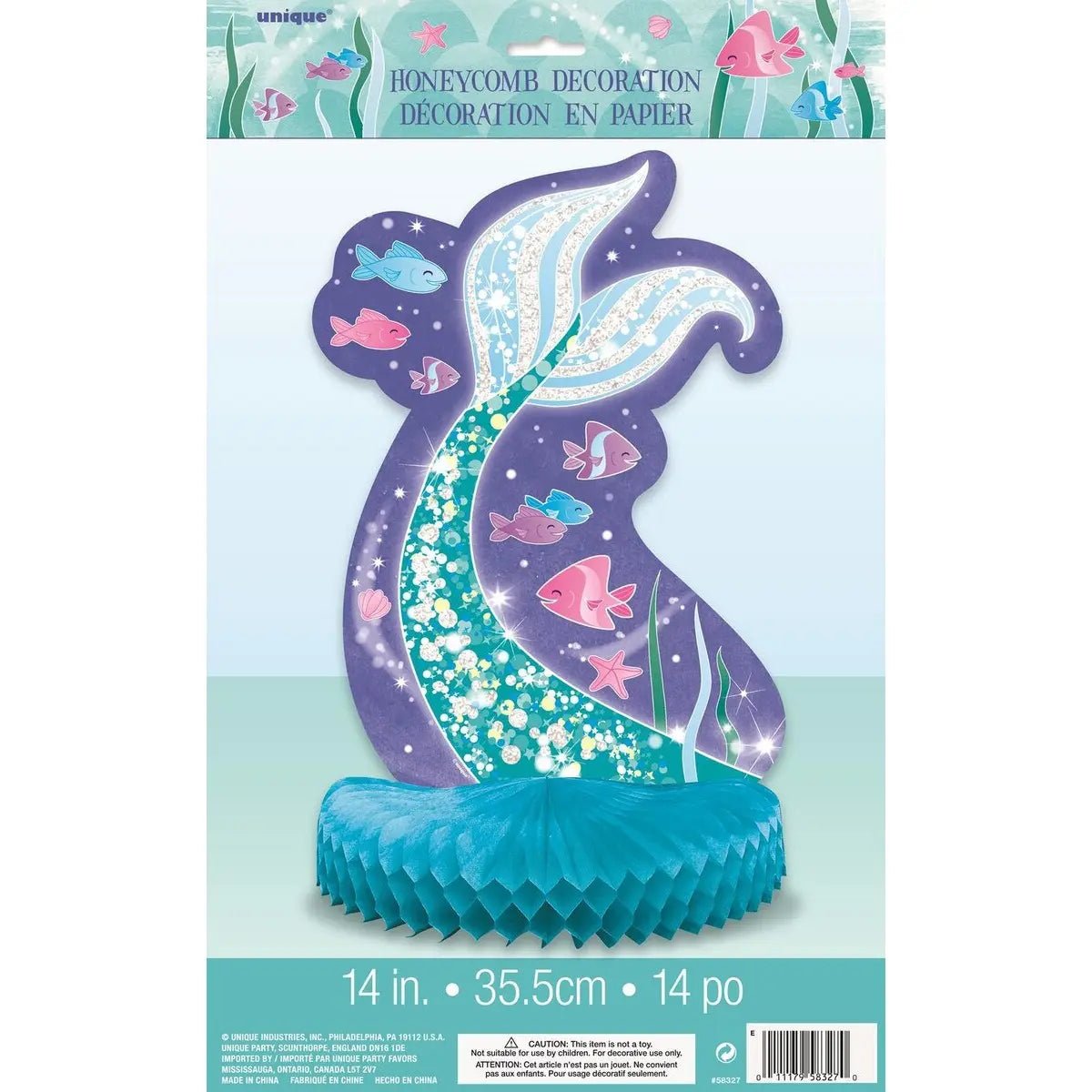 Mermaid Honeycomb Centrepiece 35cm (14") - Party Owls