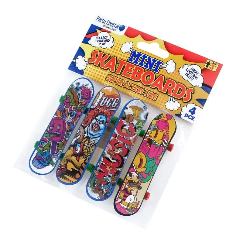 Mini Skateboards 4pcs 9.5cm Assorted Designs - Party Owls