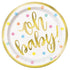 Oh Baby Gold Foil Stamped Small Paper Plates 18cm (7") 8pk - Party Owls