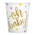 Oh Baby Gold Printed Paper Cups 8pk Baby Shower - Party Owls