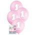 Pink 1st Birthday Stars Latex Balloons 30cm (12") 8pk - Party Owls