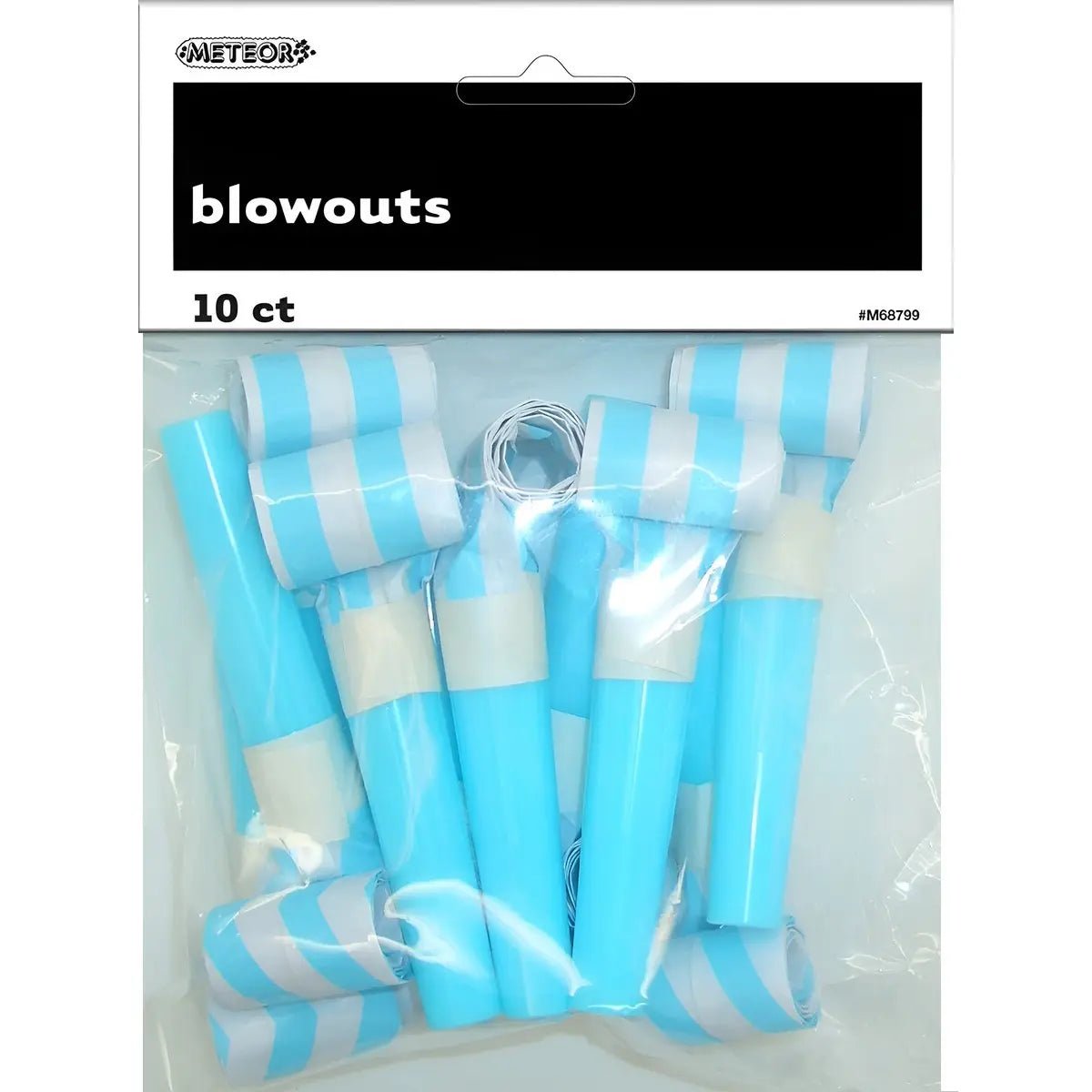 Powder Blue Party Blowouts 10pk Stripes & Chevron - Party Owls