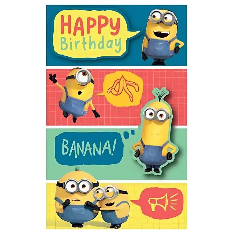 Premium Minions Birthday Card 12.5cm x 20cm With Yellow Envelope - Party Owls