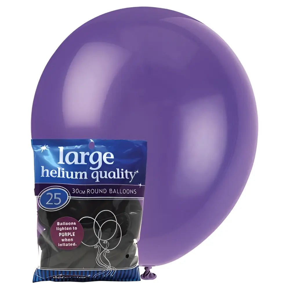 Purple Solid Colour Latex Balloons 30cm (12") 25pk - Party Owls