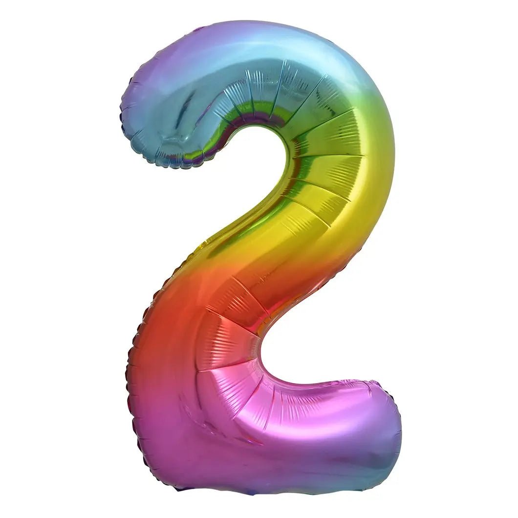 Rainbow Number 2 Giant Numeral Foil Balloon 86CM (34") - Party Owls