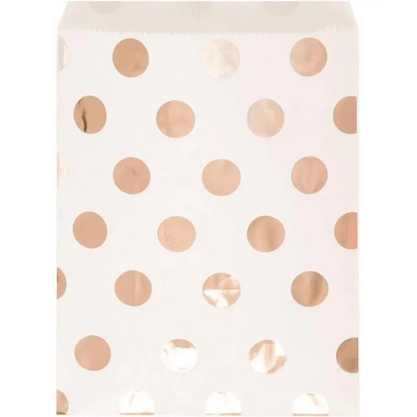 Rose Gold Polka Dots Party Bags 8pk - Party Owls