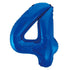 Royal Blue Number 4 Giant Numeral Foil Balloon 86CM (34") - Party Owls