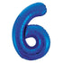 Royal Blue Number 6 Giant Numeral Foil Balloon 86CM (34") - Party Owls