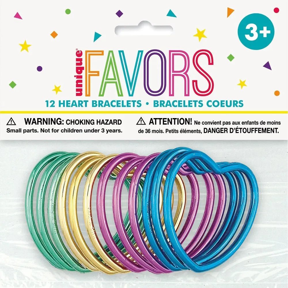 Shiny Heart Bracelets 12pk Party Favour - Party Owls