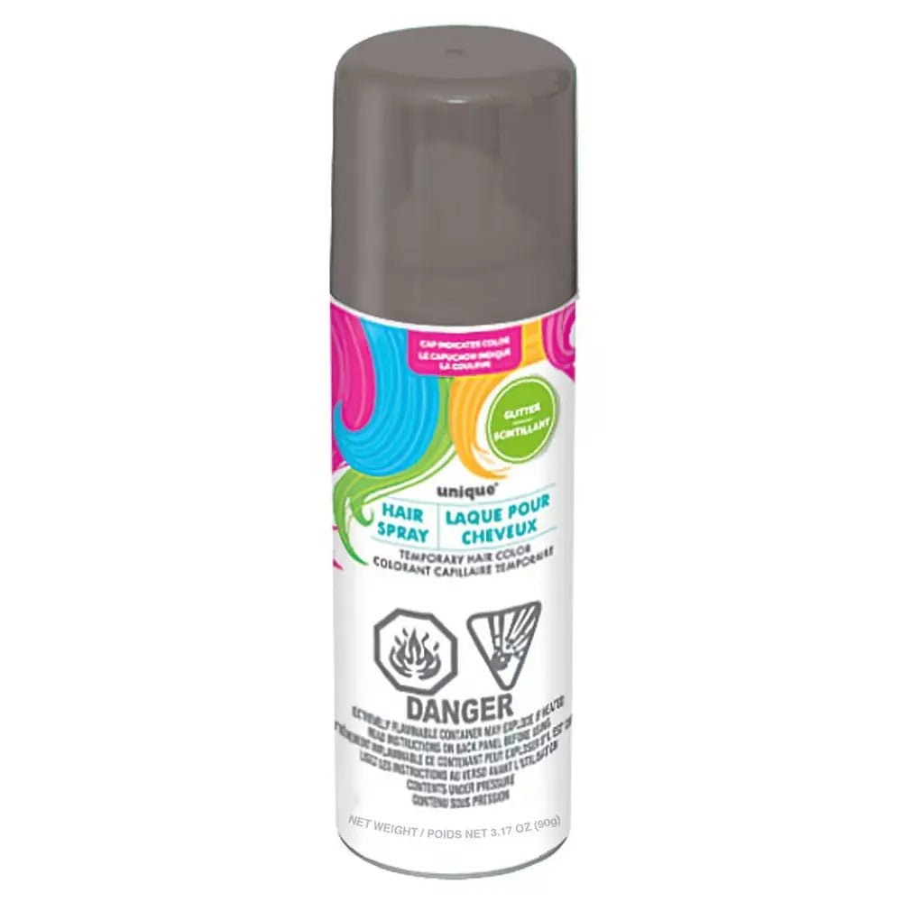 Silver Glitter Hair Spray 133ML Temporary Hairspray - Party Owls