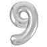 Silver Number 9 Giant Numeral Foil Balloon 86CM (34") - Party Owls