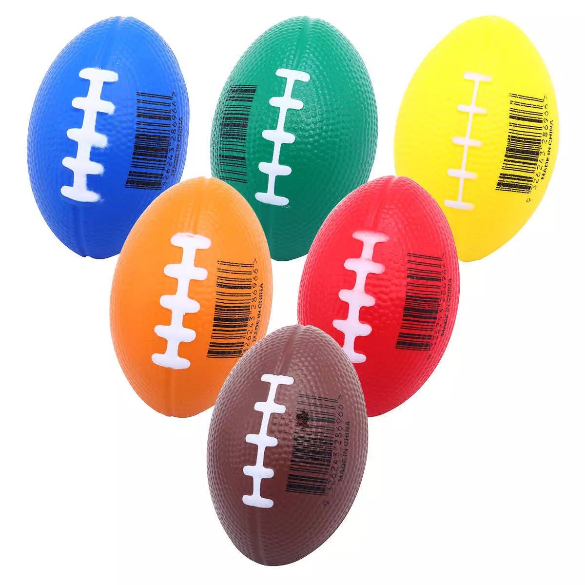 Squeeze Me Football Stress Relief Balls 8.5cm 6pk Assorted Colours - Party Owls