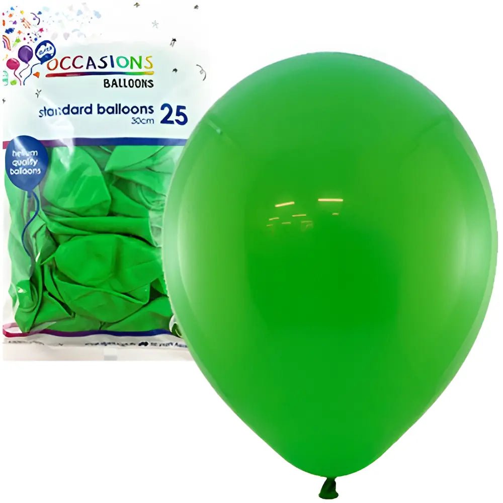 Standard Emerald Green Latex Balloons 30cm (12") 25pk - Party Owls