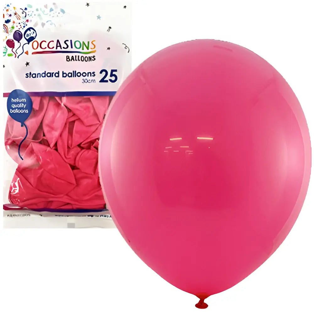 Standard Fuchsia Hot Pink Latex Balloons 30cm (12") 25pk - Party Owls