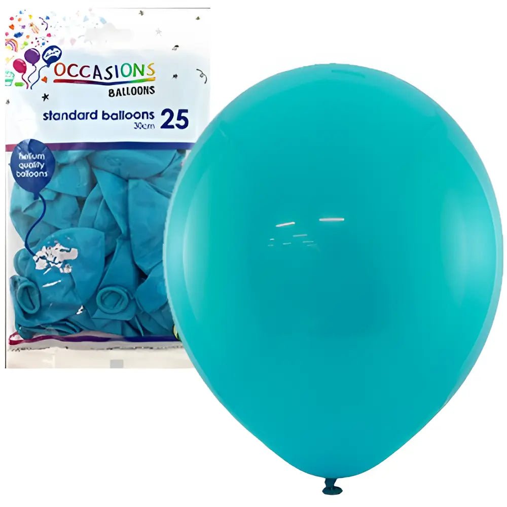 Standard Teal Latex Balloons 30cm (12") 25pk - Party Owls