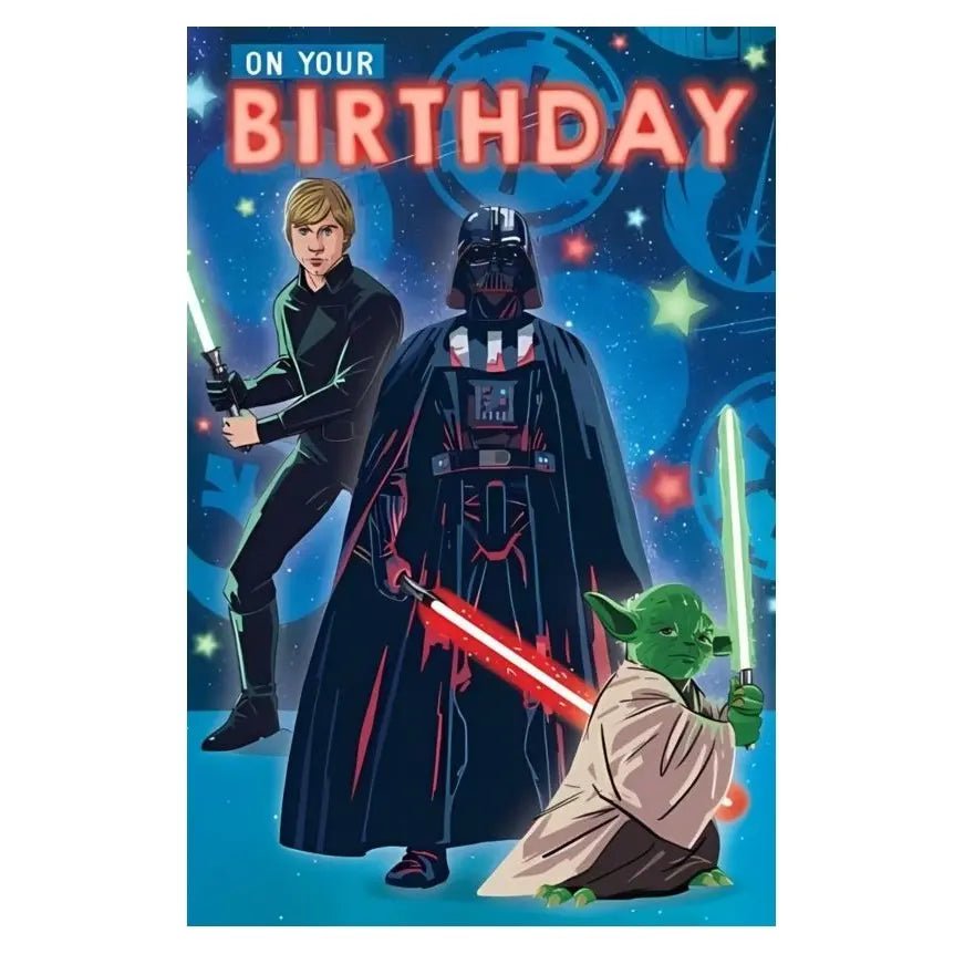 Star Wars Birthday Card 11.5cm x 18cm With Blue Envelope - Party Owls