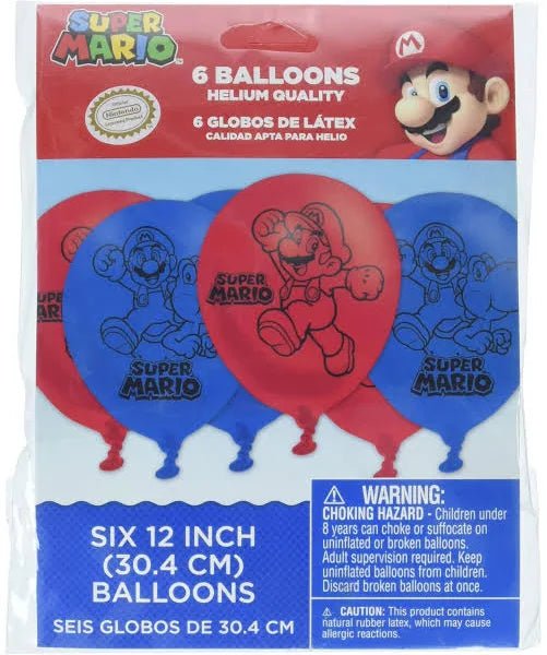 Super Mario Bros. Latex Balloons 30cm (12") 6pk  - Party Owls