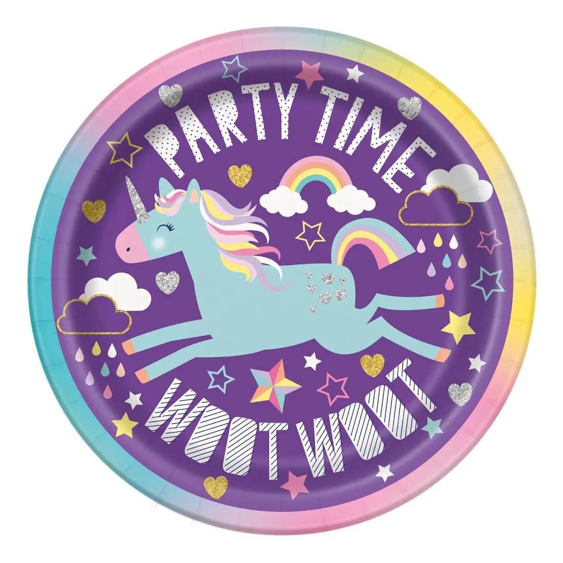 Unicorn Small Paper Plates 18cm (7") 8pk - Party Owls