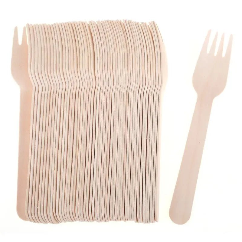 Wooden Forks 50pk Cutlery Pack - Party Owls