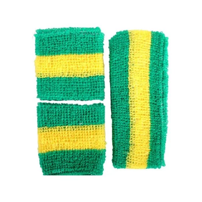 Yellow & Green 80's Cotton Wristbands Headband Sweatbands Set - Party Owls