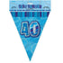 Glitz Blue And Silver 40th Birthday Bunting Flag Banner 3.6m (12') 55305 - Party Owls