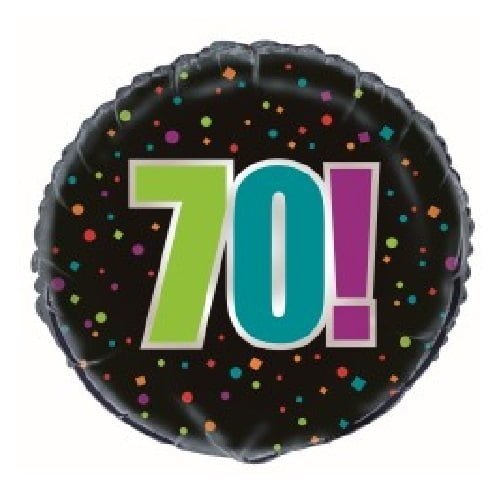 70th Birthday Cheer Black Foil Balloon 45cm (18") 45827 - Party Owls